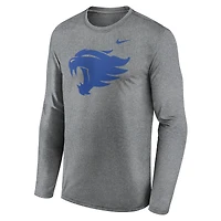 Men's Nike Heather Gray Kentucky Wildcats Primetime Alternate Logo Legend Performance Long Sleeve T-Shirt