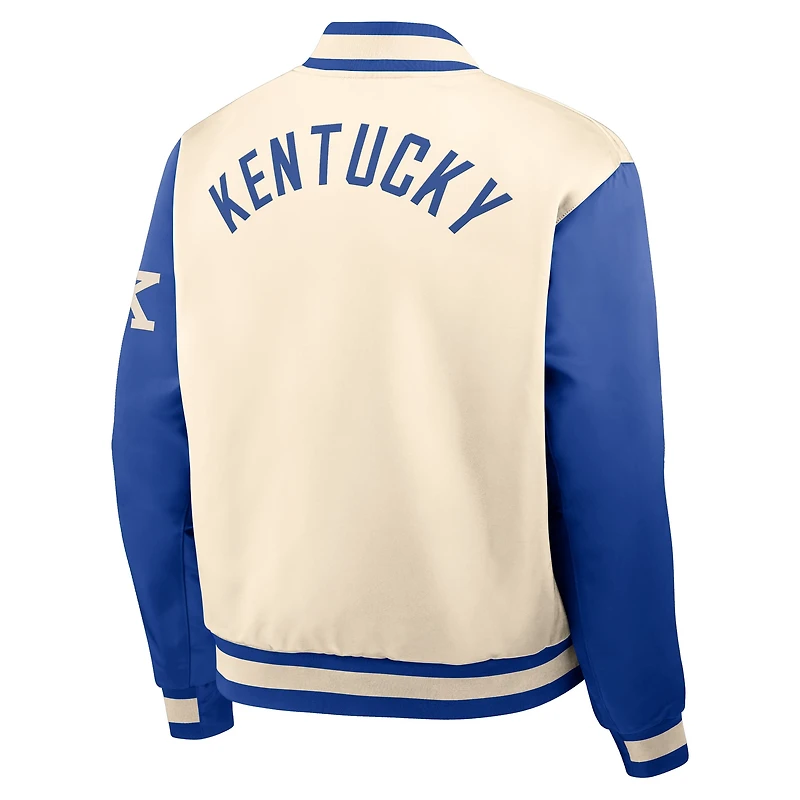 Men's Nike Natural/Royal Kentucky Wildcats Legacy Full-Snap Bomber Jacket
