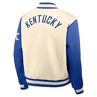Men's Nike  Natural/Royal Kentucky Wildcats Legacy Full-Snap Bomber Jacket