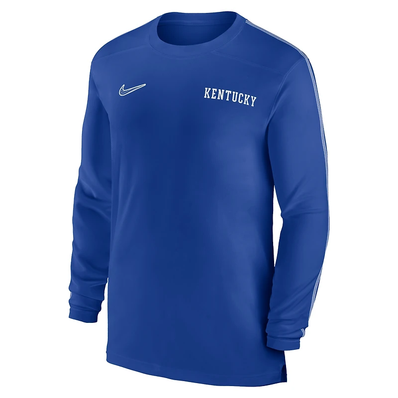 T-shirt à manches longues Nike Royal Kentucky Wildcats Sideline Coach UV Performance pour homme