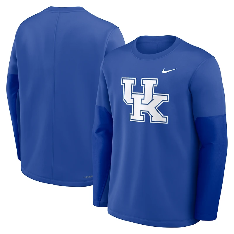 T-shirt Nike Royal Kentucky Wildcats 2025 Sideline Coach Therma-FIT à manches longues pour homme