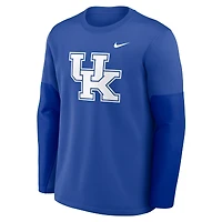 T-shirt Nike Royal Kentucky Wildcats 2025 Sideline Coach Therma-FIT à manches longues pour homme