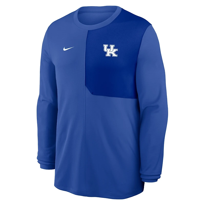 Maillot à manches longues Nike Royal Kentucky Wildcats 2025 Sideline Coach UV Dri-FIT pour homme