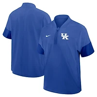 Men's Nike Royal Kentucky Wildcats 2025 Sideline Short Sleeve Quarter-Zip Dri-FIT Coach Jacket