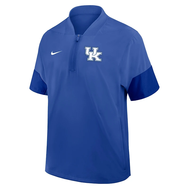 Men's Nike Royal Kentucky Wildcats 2025 Sideline Short Sleeve Quarter-Zip Dri-FIT Coach Jacket