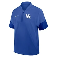Men's Nike Royal Kentucky Wildcats 2025 Sideline Short Sleeve Quarter-Zip Dri-FIT Coach Jacket