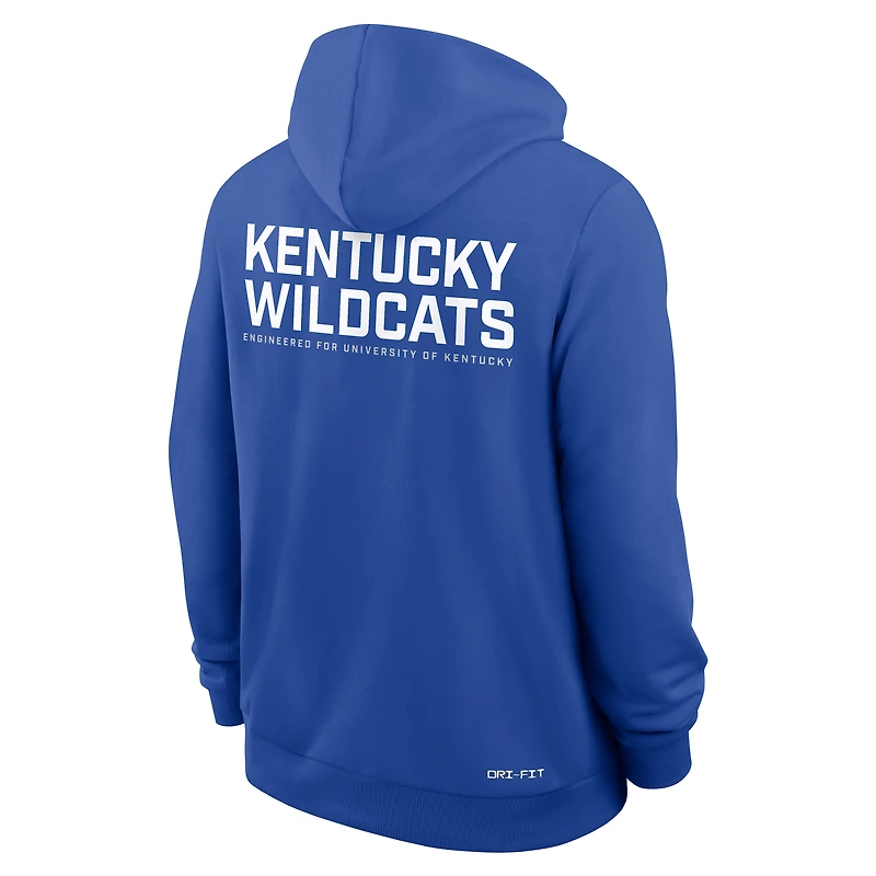 Sweat à capuche Nike Royal Kentucky Wildcats 2025 Sideline Standard Issue Dri-FIT entièrement zippé pour homme