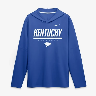 Men's Nike Royal Kentucky Wildcats 2026 Sideline Lightweight Long Sleeve Hooded Dri-FIT Top