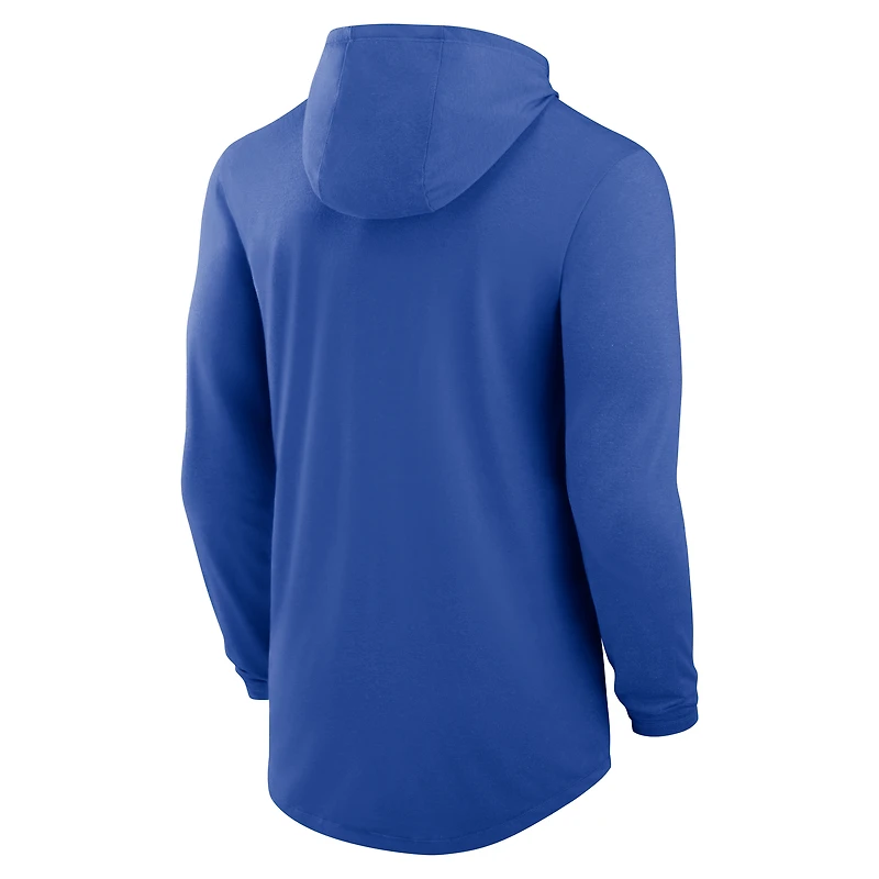 Men's Nike Royal Kentucky Wildcats Classic Arch Tri-Blend Dri-FIT Long Sleeve Hoodie T-Shirt