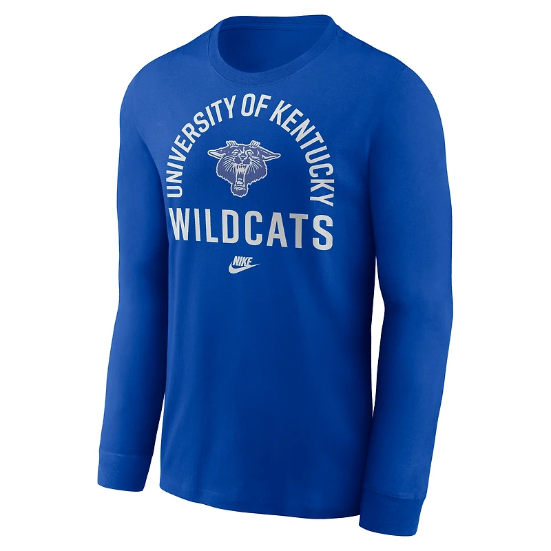 Men's Nike Royal Kentucky Wildcats Legacy Arched Logo Long Sleeve T-Shirt