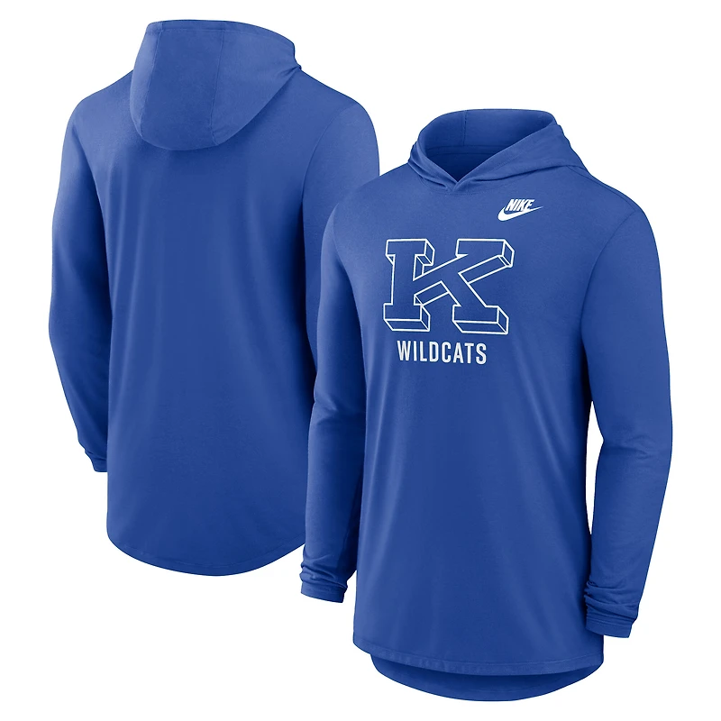 T-shirt à capuche manches longues Nike Royal Kentucky Wildcats Legacy Tri-Blend Dri-FIT pour homme