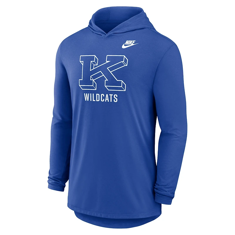 T-shirt à capuche manches longues Nike Royal Kentucky Wildcats Legacy Tri-Blend Dri-FIT pour homme