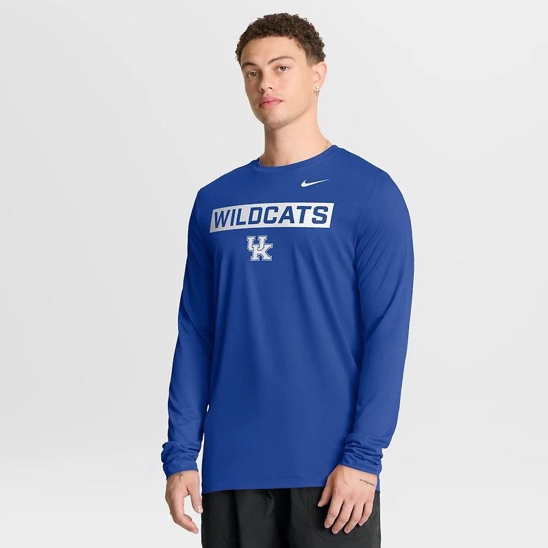 T-shirt à manches longues Nike Royal Kentucky Wildcats Primetime Campus 2-Hit Legend Dri-FIT pour homme