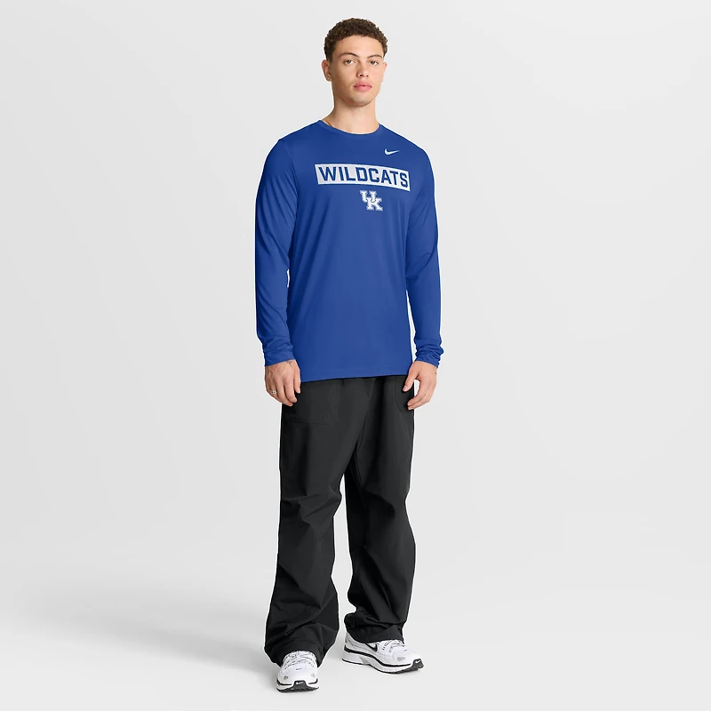 T-shirt à manches longues Nike Royal Kentucky Wildcats Primetime Campus 2-Hit Legend Dri-FIT pour homme