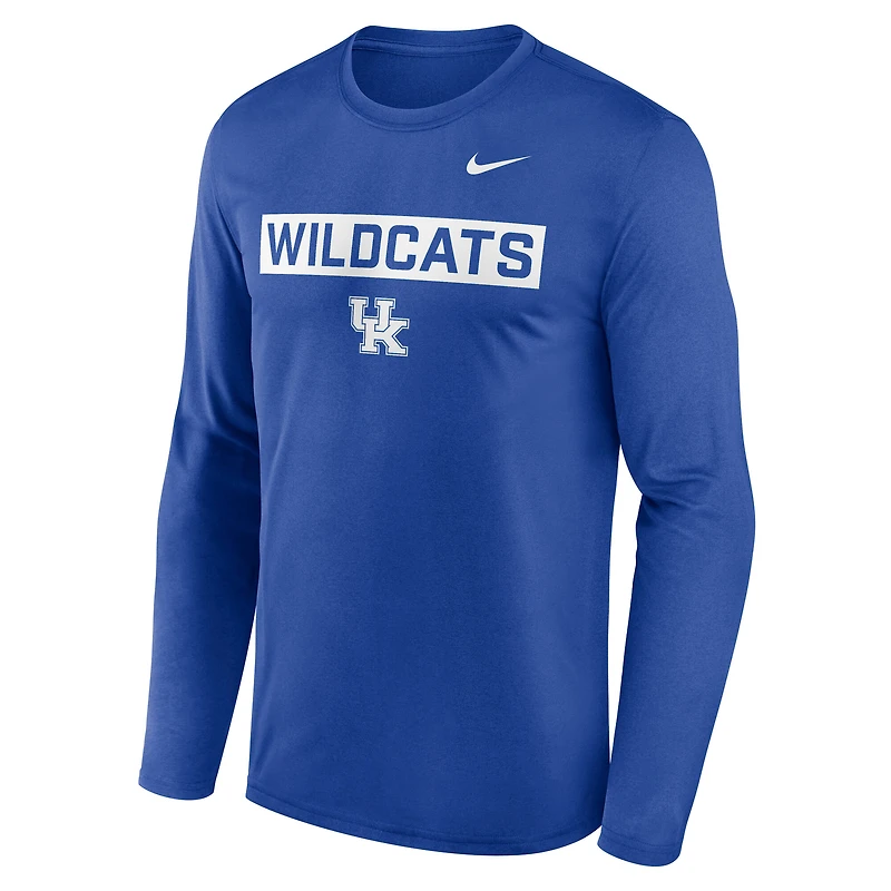T-shirt à manches longues Nike Royal Kentucky Wildcats Primetime Campus 2-Hit Legend Dri-FIT pour homme