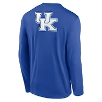 T-shirt à manches longues Nike Royal Kentucky Wildcats Primetime Campus 2-Hit Legend Dri-FIT pour homme