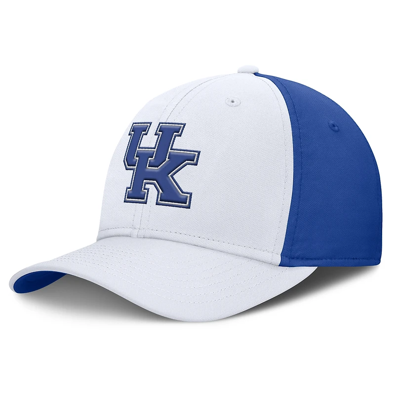 Casquette Nike Flex Sideline Rise pour homme, blanc/bleu royal, Kentucky Wildcats 2025