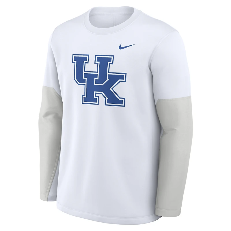 T-shirt Nike blanc à manches longues Kentucky Wildcats 2025 Sideline Coach Therma-FIT pour homme