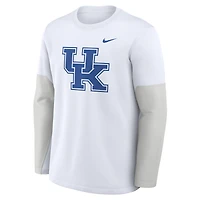 T-shirt Nike blanc à manches longues Kentucky Wildcats 2025 Sideline Coach Therma-FIT pour homme