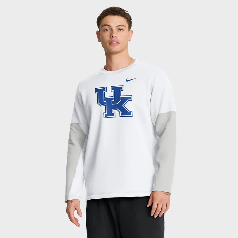 T-shirt Nike blanc à manches longues Kentucky Wildcats 2025 Sideline Coach Therma-FIT pour homme