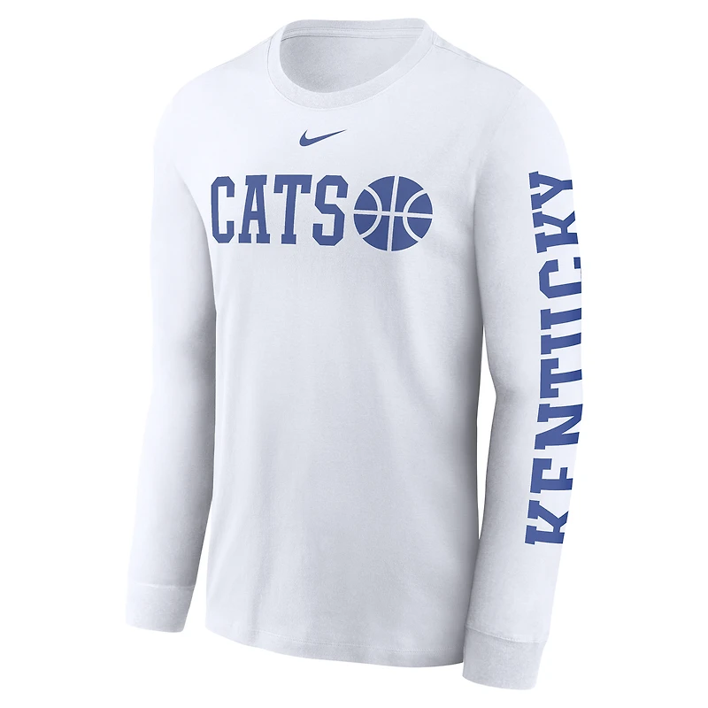 Men's Nike  White Kentucky Wildcats Basketball Icon Two-Hit Long Sleeve T-Shirt