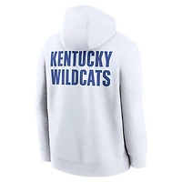 Men's Nike White Kentucky Wildcats Basketball Two-Hit Club Fleece Pullover Hoodie