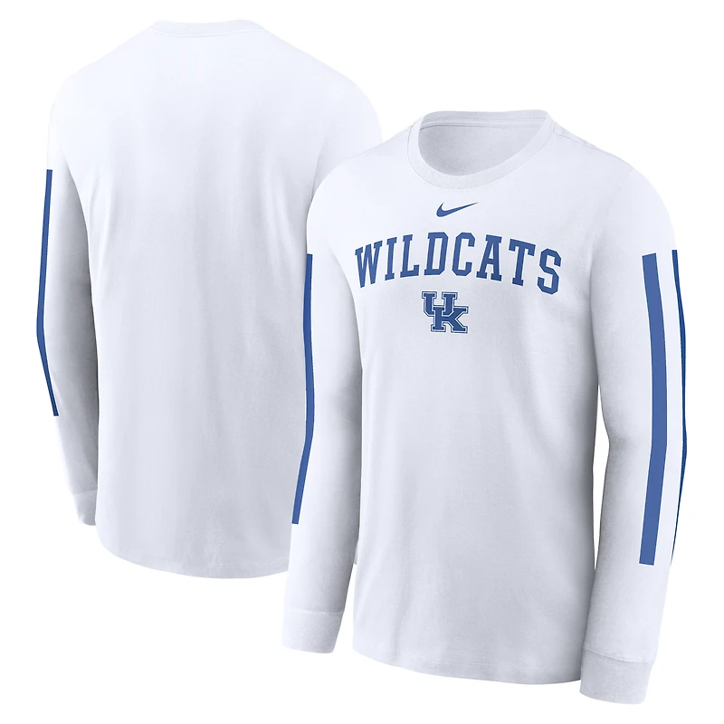 T-shirt à manches longues Nike pour hommes, blanc, avec slogan Local Spirit des Wildcats du Kentucky