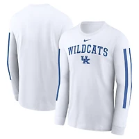 T-shirt à manches longues Nike pour hommes, blanc, avec slogan Local Spirit des Wildcats du Kentucky