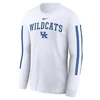 T-shirt à manches longues Nike pour hommes, blanc, avec slogan Local Spirit des Wildcats du Kentucky