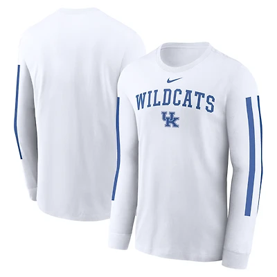 T-shirt à manches longues Nike pour hommes, blanc, avec slogan Local Spirit des Wildcats du Kentucky