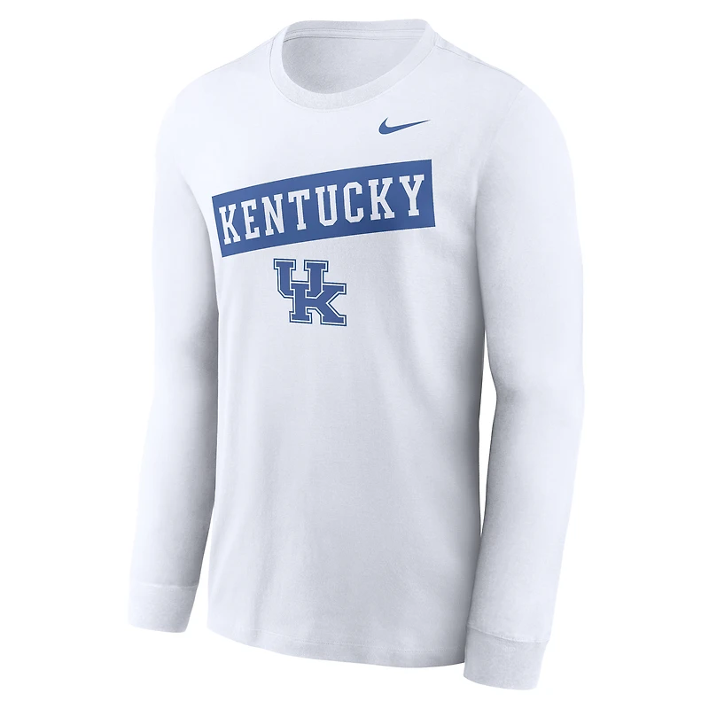 T-shirt Nike blanc à manches longues Kentucky Wildcats pour homme