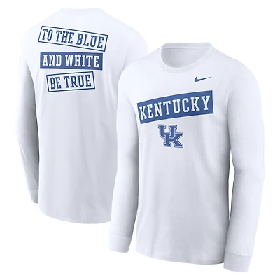 T-shirt Nike blanc à manches longues Kentucky Wildcats pour homme