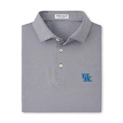 Men's Peter Millar Gray Kentucky Wildcats Jubilee Stripe Stretch Jersey Polo
