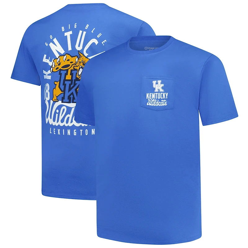 Men's Royal Kentucky Wildcats Big & Tall Mascot Overlay Essential Pocket T-Shirt