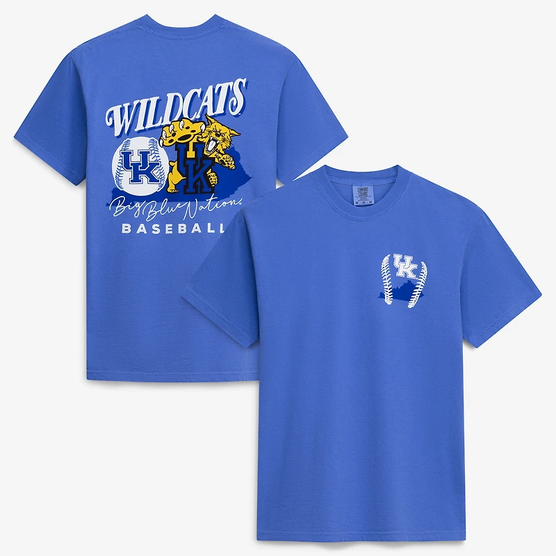 T-shirt de baseball pour homme Royal Kentucky Wildcats avec mascotte dessinée