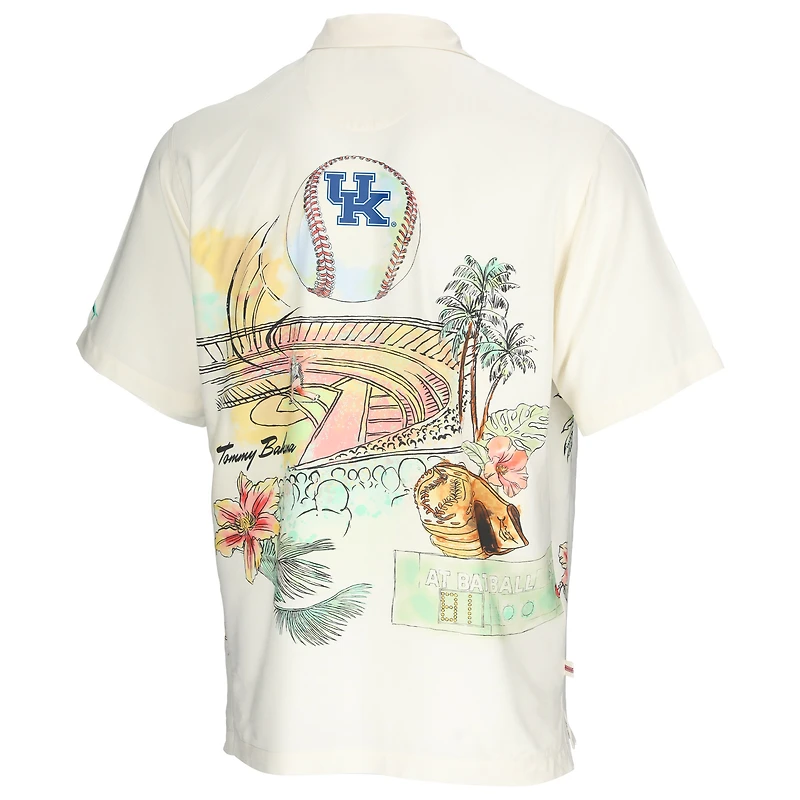 Men's Tommy Bahama Cream Kentucky Wildcats Paradise Fly Ball Camp Button-Up Shirt