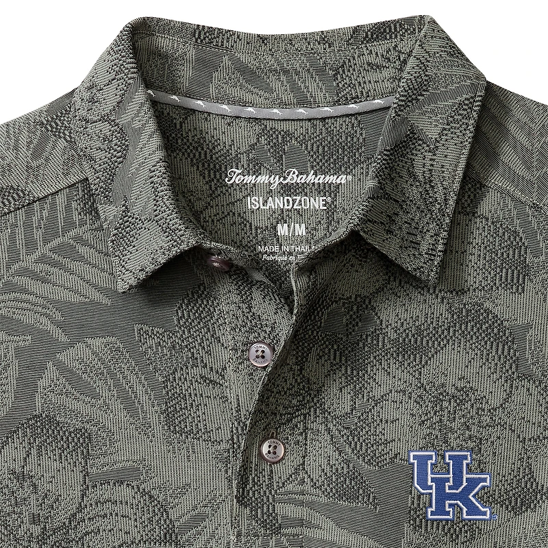 Men's Tommy Bahama Gray Kentucky Wildcats Palm Fresco Hibiscus IslandZone® Polo