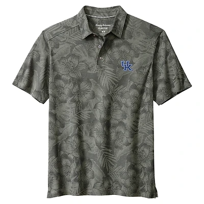 Men's Tommy Bahama Gray Kentucky Wildcats Palm Fresco Hibiscus IslandZone® Polo