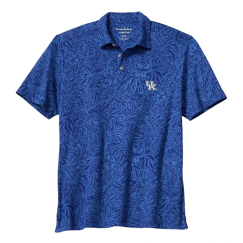 Men's Tommy Bahama  Royal Kentucky Wildcats IslandZone Wild Hibiscus Tri-Blend Polo