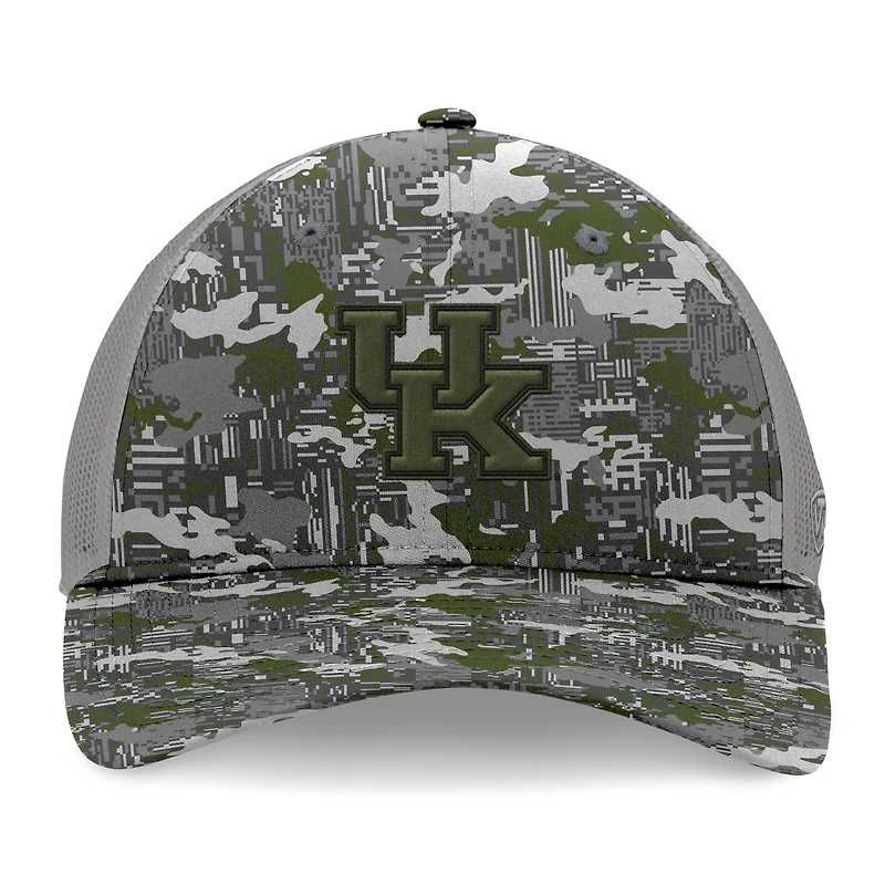 Casquette réglable camouflage pour hommes Top of the World gris Kentucky Wildcats OHT Military Appreciation Pledge Trucker