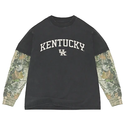 Men's Uscape Apparel Black/Camo Kentucky Wildcats Back Bay Twofer Heavyweight Long Sleeve T-Shirt
