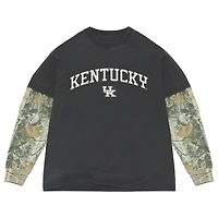 Men's Uscape Apparel  Black/Camo Kentucky Wildcats Back Bay Twofer Heavyweight Long Sleeve T-Shirt