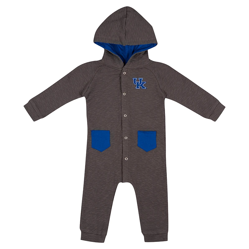 Newborn & Infant Colosseum Charcoal Kentucky Wildcats Zando-Zan Waffle Full-Snap Hooded Romper