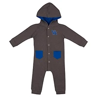 Newborn & Infant Colosseum Charcoal Kentucky Wildcats Zando-Zan Waffle Full-Snap Hooded Romper