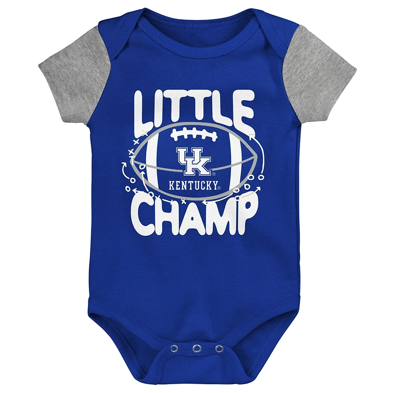 Ensemble bavoir et chaussons pour nouveau-né bébé Royal/Heather Grey Kentucky Wildcats Little Champ