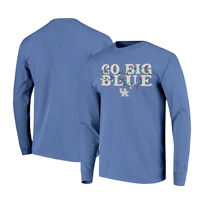 Unisex Image One  Royal Kentucky Wildcats String Lights Comfort Color Long Sleeve T-Shirt