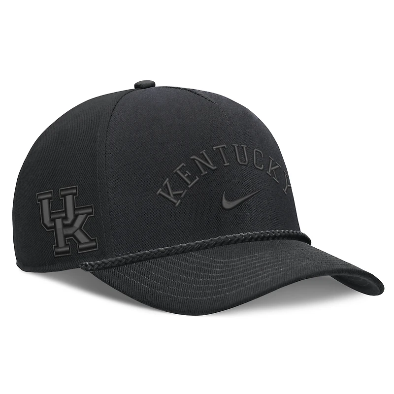 Casquette unisexe Nike Kentucky Wildcats Campus Prep noire à taille haute et 5 panneaux ajustables