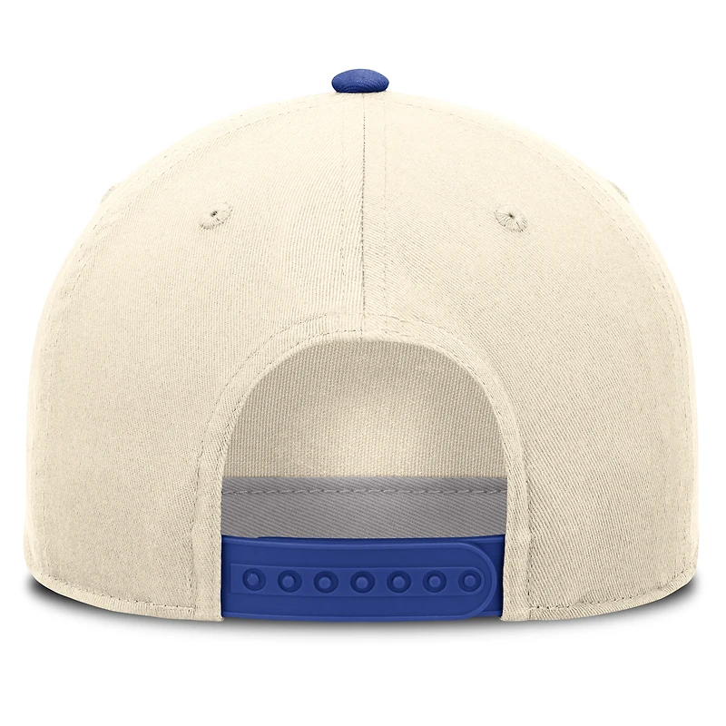Casquette unisexe Nike Campus Prep Rise ajustable, coloris naturel/bleu royal, Kentucky Wildcats.