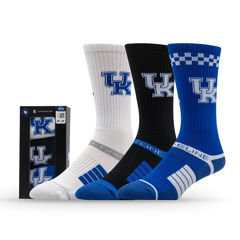 Lot de trois paires de chaussettes en tricot de qualité supérieure unisexes Strideline Kentucky Wildcats