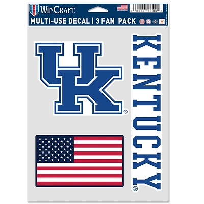 Ensemble de trois autocollants WinCraft Kentucky Wildcats Stars & Stripes pour supporters